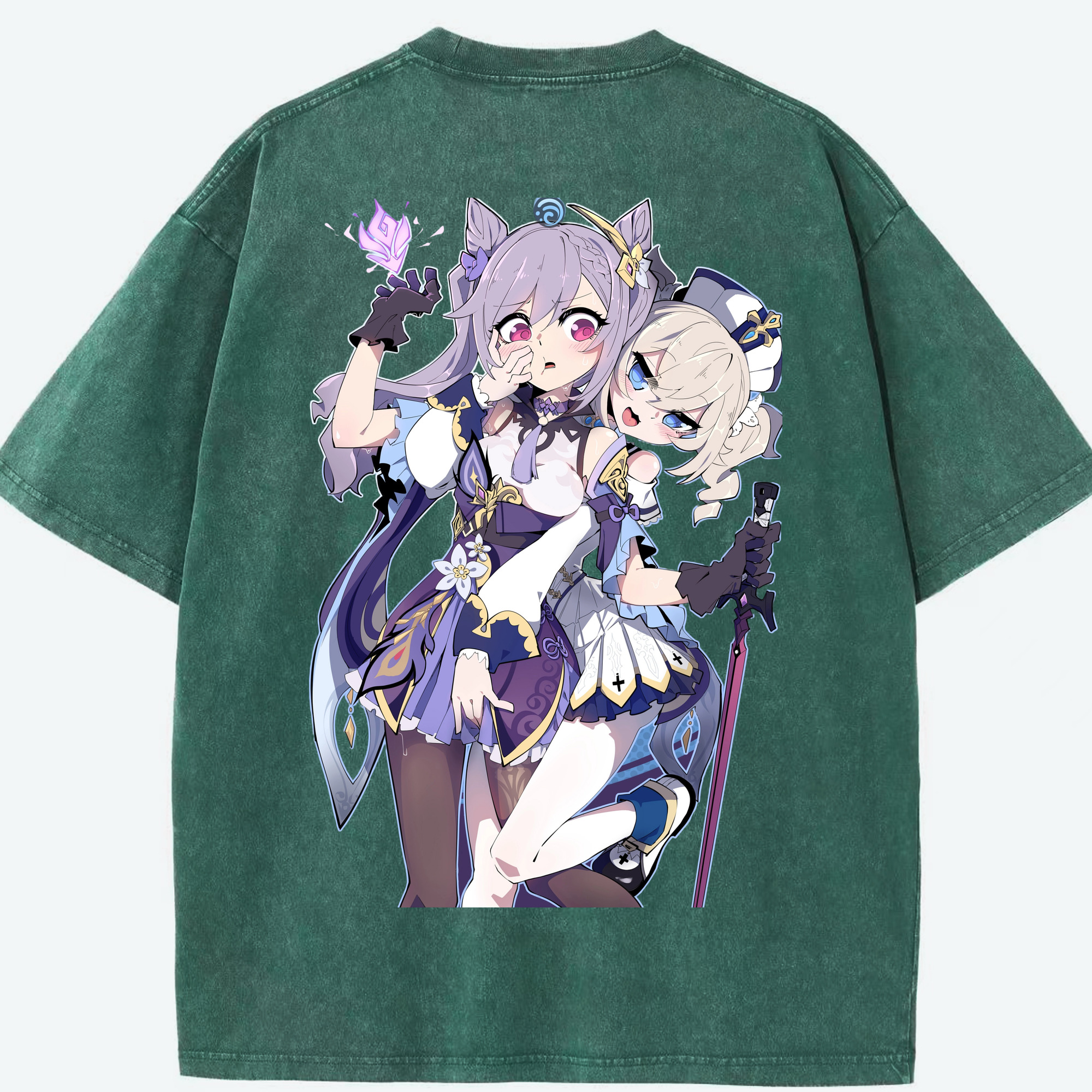 げんし神 刻晴 こくせい genshin Kokusei 綿100% ヴィンテージ風 半袖Tシャツ（背面プリント）